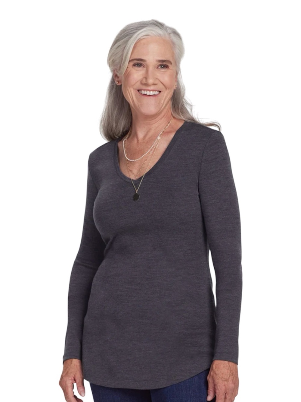 WOOLX ‘Eva’ Mid-Weight Wool Tunic in Cinder Melange